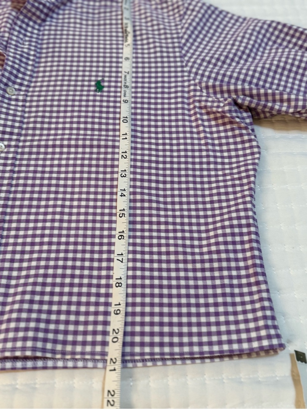 Upcycled Men’s Ralph Lauren Lavender and White Gingham Ruffle Collar Shirt - Picture 8 of 8